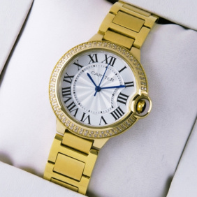 Fake Ballon Bleu de Cartier Midsize Diamonds 18kt Yellow Gold Quartz Unisex Watches