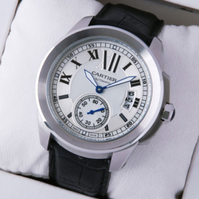 Fake Cartier Calibre De Cartier Stainless Steel Silver Dial Mens Watches W7100037