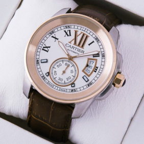 Fake Cartier Calibre de Cartier Two-Tone 18k Rose Gold & Steel Automatic Watches W7100011