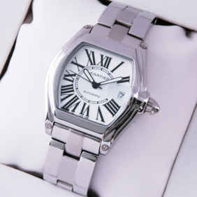 Fake Cartier Roadster Automatic Stainless Steel Silver White Dial Mens Watches