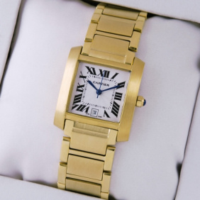 Fake Cartier Tank Francaise 18K Yellow Gold Mens Watches