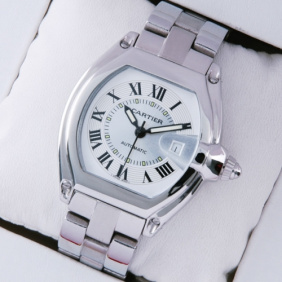 Imitation Cartier Roadster Stainless Steel Ivory Dial Mens Watches