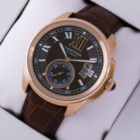 Replica Cartier Calibre de Cartier 18k Rose Gold Brown Dial Automatic Watches W7100007