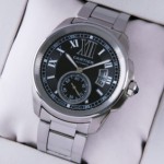 Replica Cartier Calibre de Cartier Stainless Steel Black Dial Automatic Mens Watch W7100016