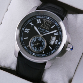 Replica Cartier Calibre de Cartier Stainless Steel Black Dial Automatic Watches W7100014