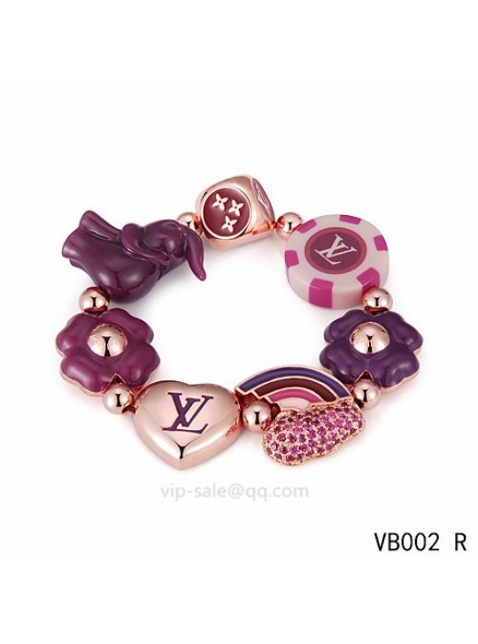 Louis Vuitton heart Bracelet with dice pattern in the pink gold