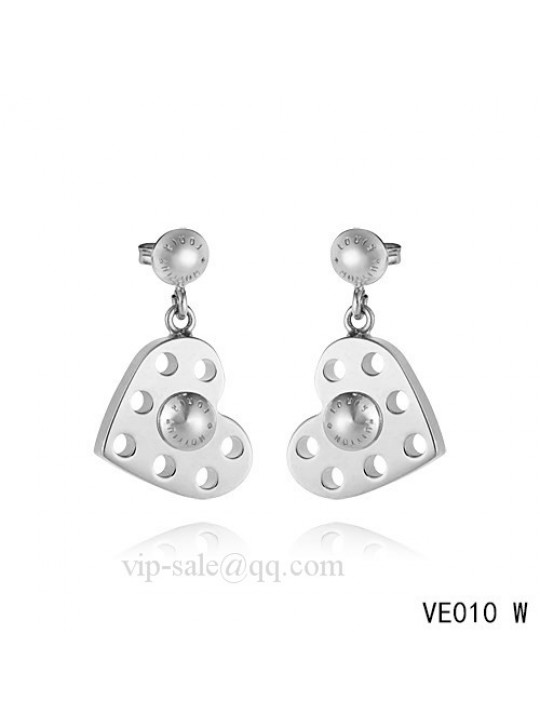 Louis Vuitton heart hang earrings in white