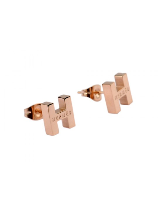 Hermes H Earrings in 18kt Pink Gold replica