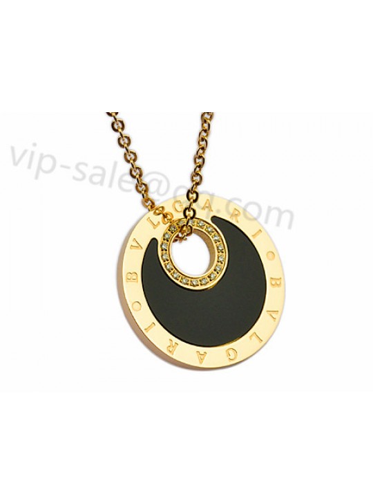 Bvlgari Necklace in 18kt Yellow Gold with Diamonds and Black Mother of Pearl