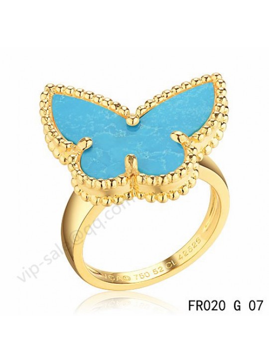 Van Cleef & Arpels Luck Alhambra ring in yellow gold with turquoise