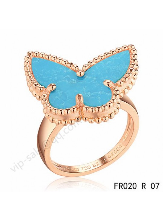 Van Cleef & Arpels Luck Alhambra ring in pink gold with turquoise