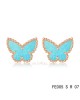 Van Cleef & Arpels Butterflies earrings in pink gold with Turquoise