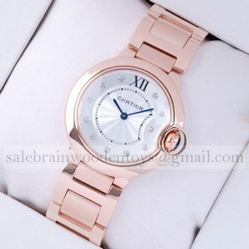 Replica Ballon Bleu de Cartier Faux 18K Rose Gold Diamonds Dial Unisex Watches