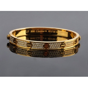 Replica Cartier Love Bracelet Fake, 18k Yellow Gold With Paved Diamonds