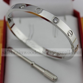 Knockoff Cartier Love Bracelet White Gold with 4 Diamonds 5th