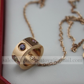 Replica Replica Cartier Pink Gold Necklace Colorful Diamonds for sale