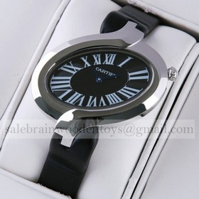 Fake Unique Delices de Cartier Stainless Steel Black Dial Black Fabric Strap Ladies Watches