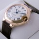 Replica Cheap Ballon Bleu de Cartier 18K Rose Gold Brown Leather Strap Large Mens Watches