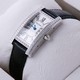Replica Discount Cartier Tank Americaine 18K White Gold Black Leather Band Diamonds Ladies Watches