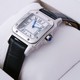 Replica Fake Unique Cartier Santos 100 Stainless Steel Black Leather Strap Mens Watches