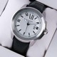 Replica Faux Calibre de Cartier White Dial Black Leather Strap Mens Watches