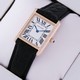 Replica Hot sale Fake Cartier Tank Solo 18kt Rose Gold Diamonds Black Leather Strap Ladies Watches