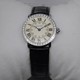Replica Imitation Cartier Ronde Louis Diamond SS Black Leather Strap Small Ladies Watches