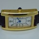 Replica Imitation Cartier Tank Americaine 18K Yellow Gold Black Leather Band Ladies Watches