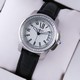 Replica Knock off Calibre de Cartier Diamonds White Dial Black Leather Strap Ladies Watches