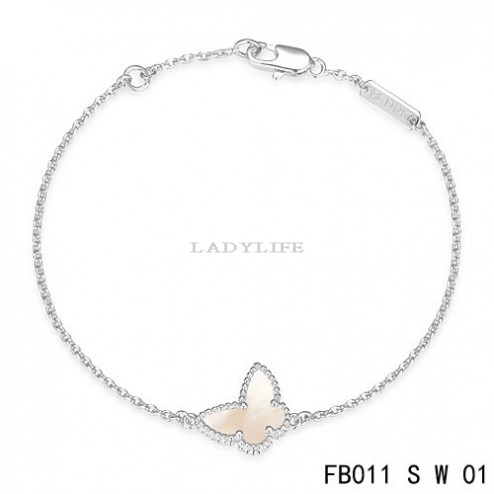 Sweet Alhambra Butterfly Bracelet in White Gold with White Mother-of-peral