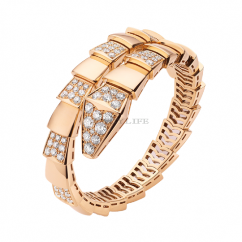Bvlgari Serpenti Bracelet pink gold Single helix with diamonds BR855312 replica