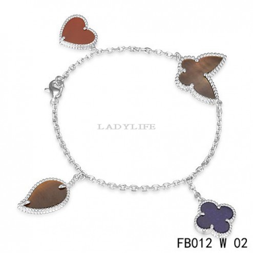 Lucky Alhambra White Gold Bracelet with 4 Stone Combination Motifs CHBL0215