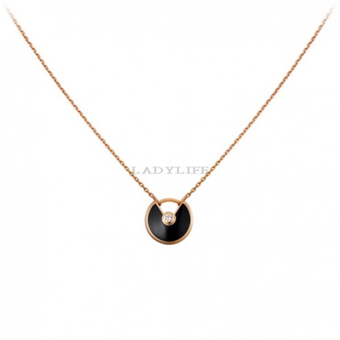 amulette de cartier necklace pink gold onyx diamond replica