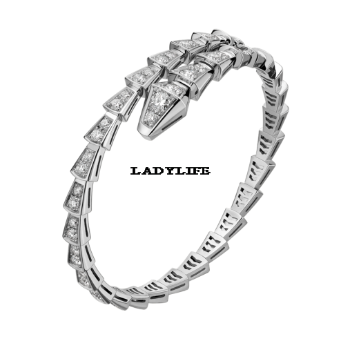 Bvlgari Serpenti Bracelet white gold Single helix Covered with diamonds BR857492 replica
