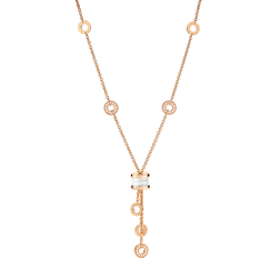 Bvlgari B.ZERO1 necklace pink gold white ceramic pendant CL856019 replica