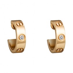 cartier love yellow gold earring inlaid with two diamonds B8022900 replica