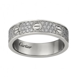 cartier love white gold covered diamond ring narrow version replica