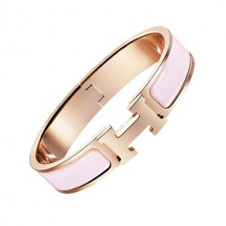 Hermes clic H bracelet pink gold narrow sugar pink enamel replica