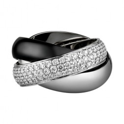 trinity de Cartier white gold ring covered diamond precision ceramics replica