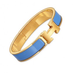 Hermes clic H bracelet yellow gold narrow transat blue enamel replica