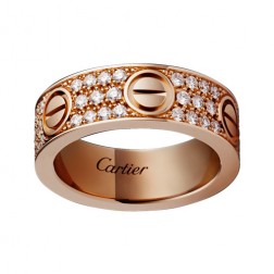 cartier love ring pink Gold covered diamond wide version replica