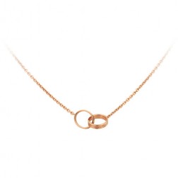 cartier love necklace pink Gold with double ring pendant replica