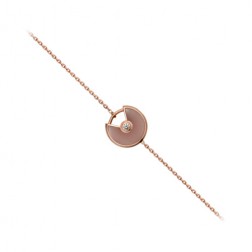 amulette de cartier rose gold inlaid diamonds pink opal padlock design bracelet replica