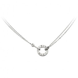 cartier love necklace white gold with 2 Diamonds double stranded pendant replica