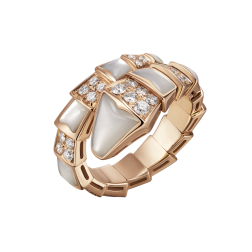 Bvlgari Serpenti ring pink gold with mother of pearl and pave diamonds AN857081 replica