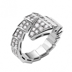 Bvlgari Serpenti ring white gold ring paved with diamonds AN855116 replica