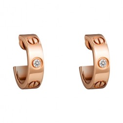 cartier love pink Gold earring inlaid with two diamonds replica