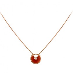 amulette de cartier necklace pink gold carnelian diamond pendant replica