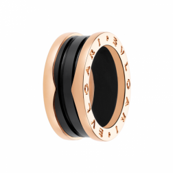 Bvlgari B.ZERO1 ring pink gold 3 band with black ceramic AN855962 replica