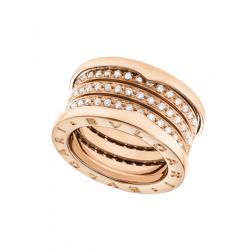 Bvlgari B.ZERO1 ring pink gold 4 band paved with diamonds AN857022 replica